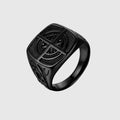 Minimalist Jewellery 18K PVD Gold Plated 316L Stainless Steel Viking Men Signet Ring Cross Compass Black Finger Rings for Men