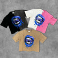Custom Screen Printing Black T-shirt Man Oversized Paneled Acid Wash Vintage Cut and Sew t Shirt for Men