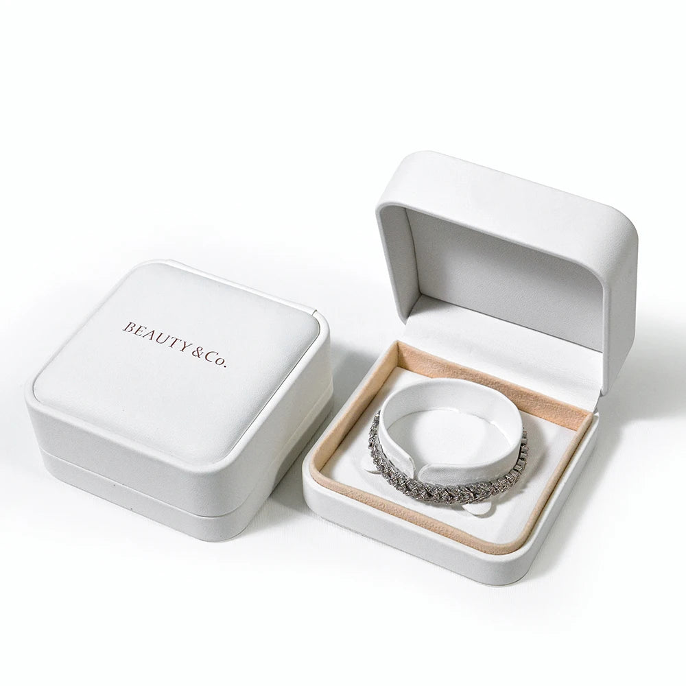 Custom White Pink Black Luxury PU Leather Bangle Box Bangles Packaging Box for Bangle