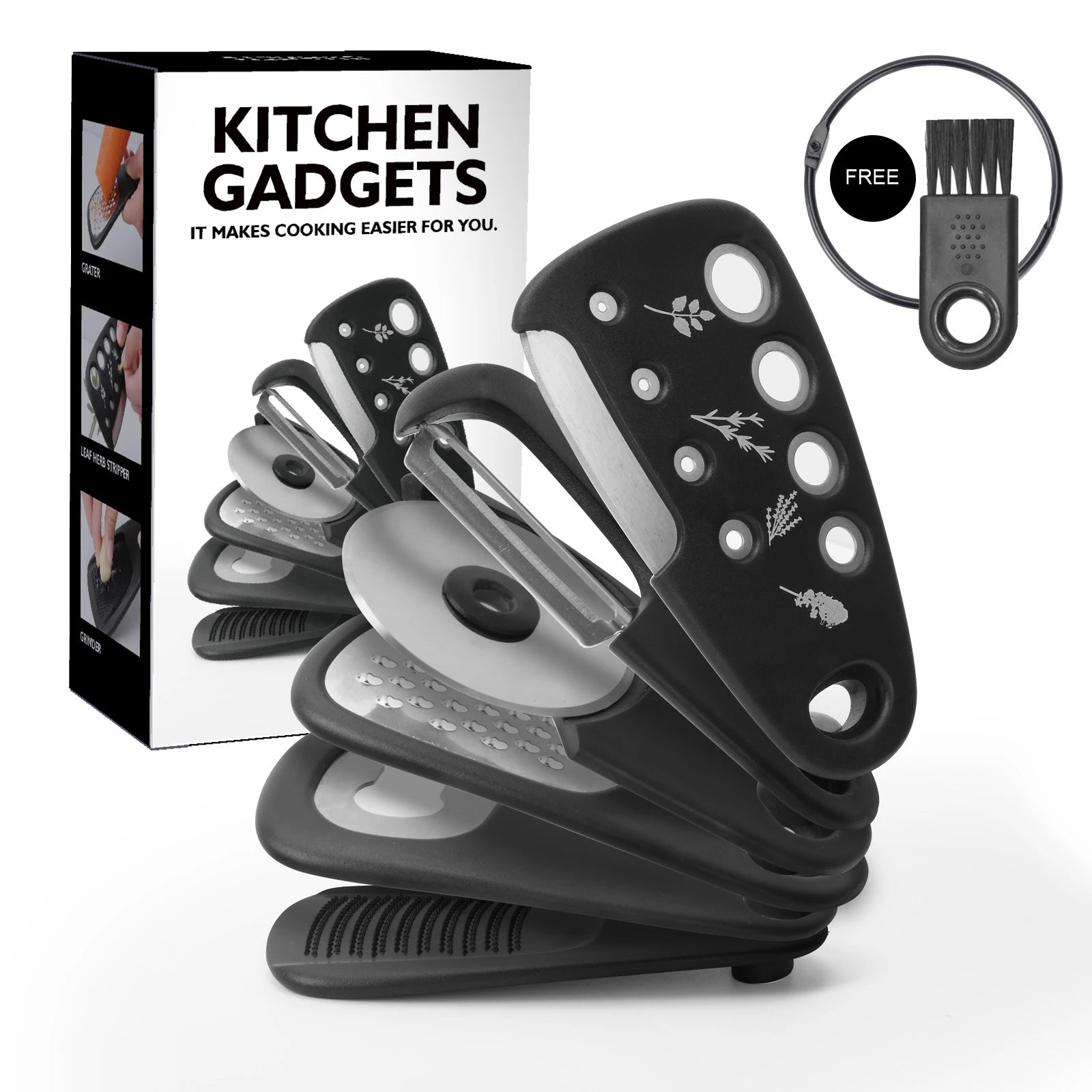 6-Piece Eco-Friendly Stainless Steel Kitchen Gadgets Set Graters Pizza Cutter for Camping Trailer Outdoor Cooking Essentials