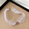 New Elegant Baroque Style Lace Short Choker Necklace for Women Students Fashion Crystal Pendants Party Jewelry