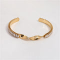 High End Gold Plated Stainless Steel Mobius Zirconia Pave Cuff Bracelet for Women Wholesale Jewelry