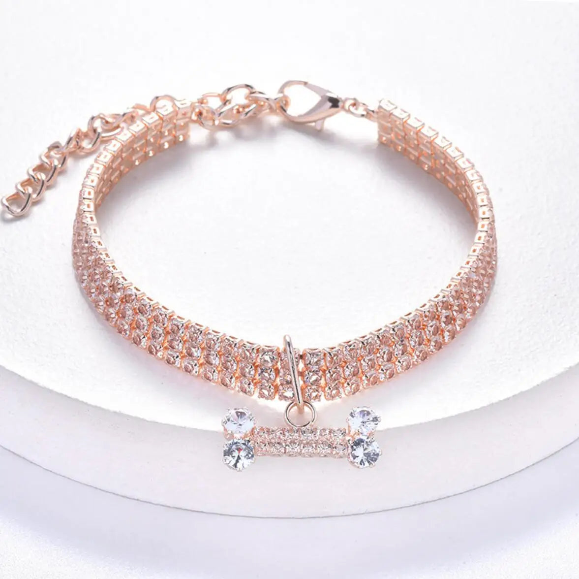 Bling Rhinestone Puppy Dog Bone Collar Necklace  Crystal Pet Necklace Diamond Luxury Pet Dog Collar Jewelry