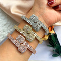 Baguette Open Iced Bangle Bracelet Bangles Luxury Iced Out CZ Diamond Baguette Multicolor Baguette Bangle