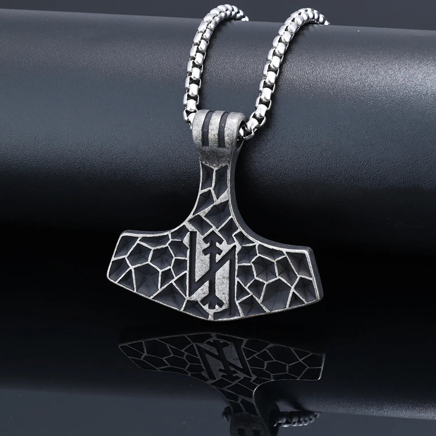 Vintage Stainless Steel Anchor Pendant Necklace Fashion Jewelry for Men Viking Thor Mjolnir Hammer Necklace Viking Necklace