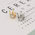 Fashion Full Rhinestone Earrings Pin Mini Crown Crystal Collar Pin Breastpin Clothes Pin Jewelry Gifts for Men and Women