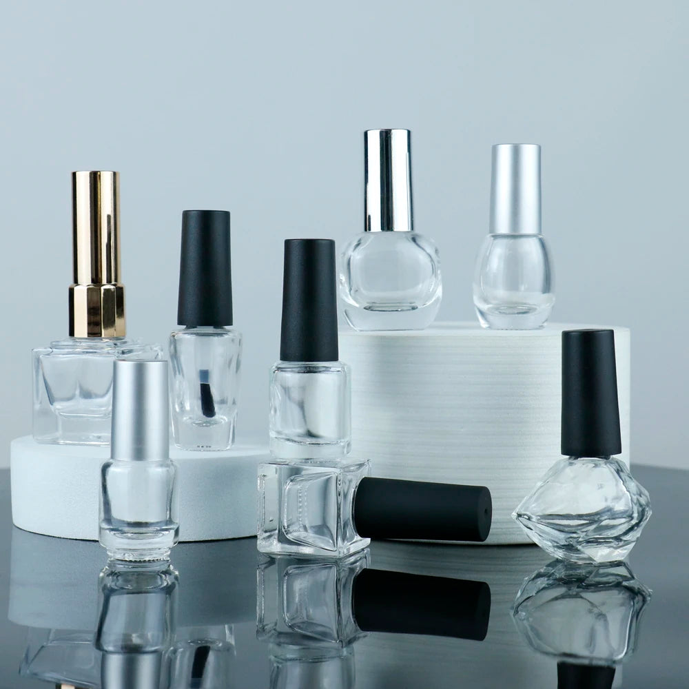 5ml 8ml 10ml 11ml 12ml 15ml Mini Clear Glass Cosmetic Empty Nail Polish Bottle with Brush