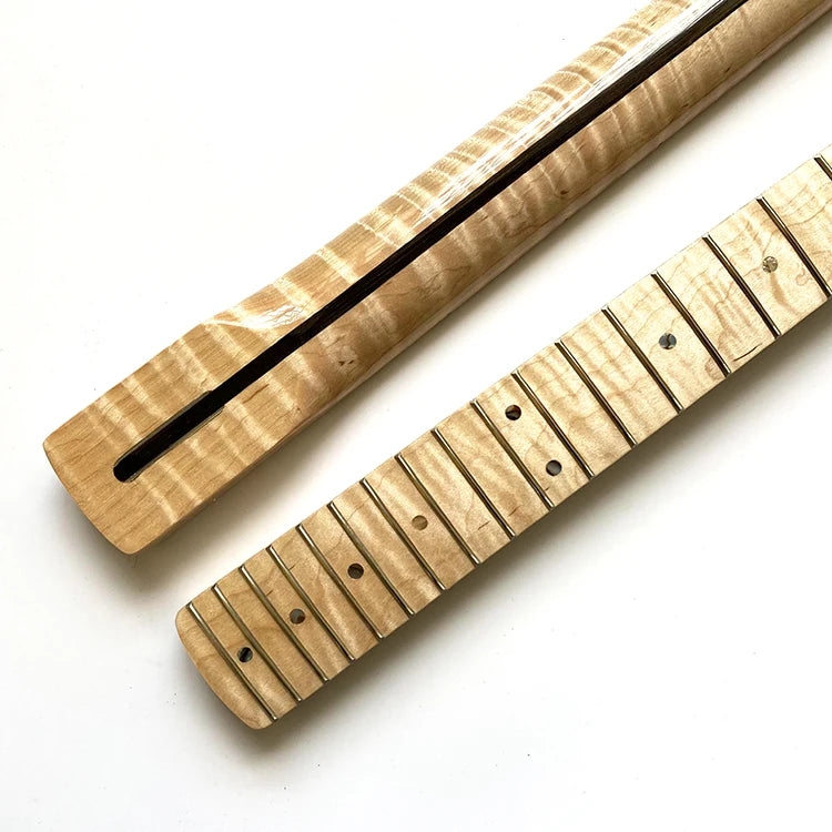 High Grade 21 Frets  ST TL Guitar Neck Blank Tiger Flame Maple Guitar Neck for Diy Electric Guitar