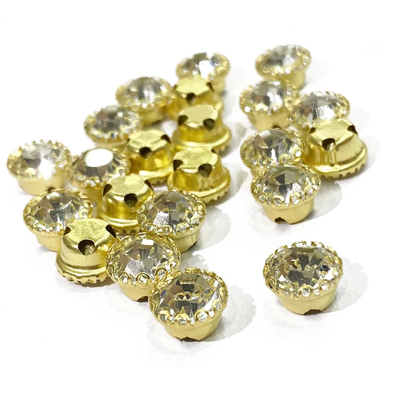 Round Shape Crystal Glass Rhinestone Appliques Beaded Rhinestone for Shoes and Garment Diy