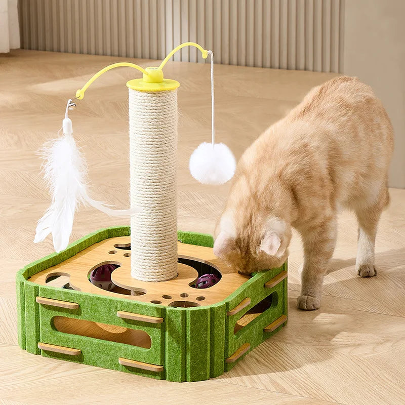 Cats Relieve Boredom Artifact Fun Cat Stick Pet Puzzle Hole Toy Kitten Cat Turntable Game Maze Box