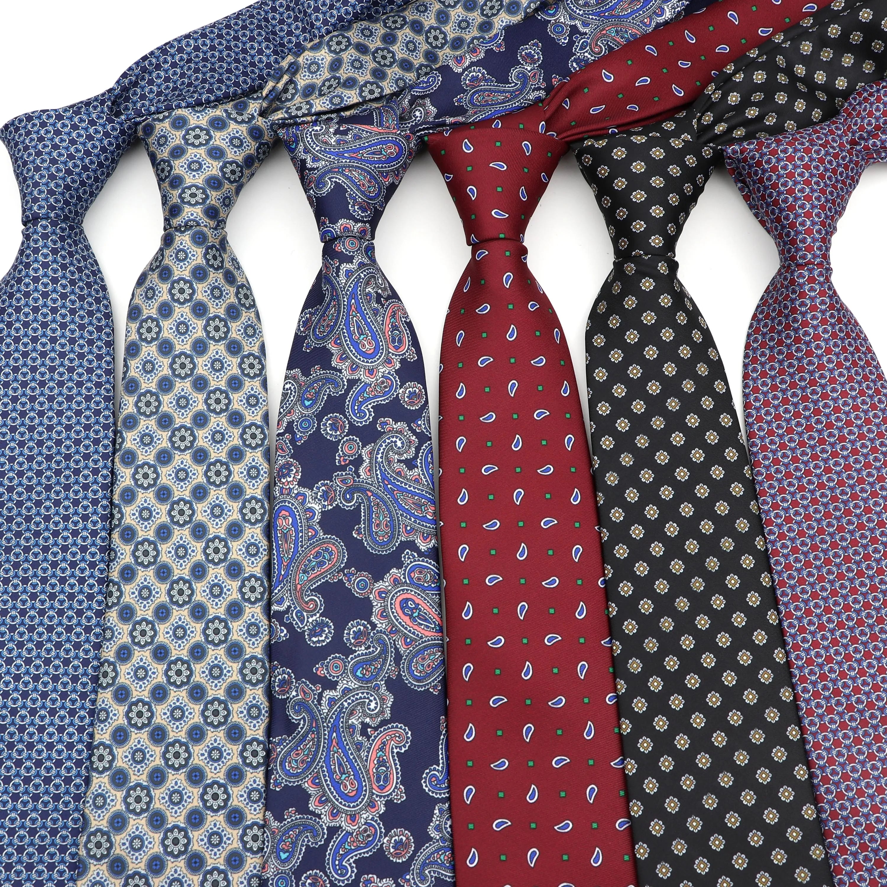 Striped Soft Mens Paisley Polyester Necktie Skinny Tie Men Business Small Ties Designer Cravat 6cm Width Like Silk