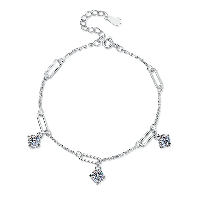 Factory Wholesale 925 Sterling Silver 1.5CT Moissanite Bracelet for Women Wedding Engagement