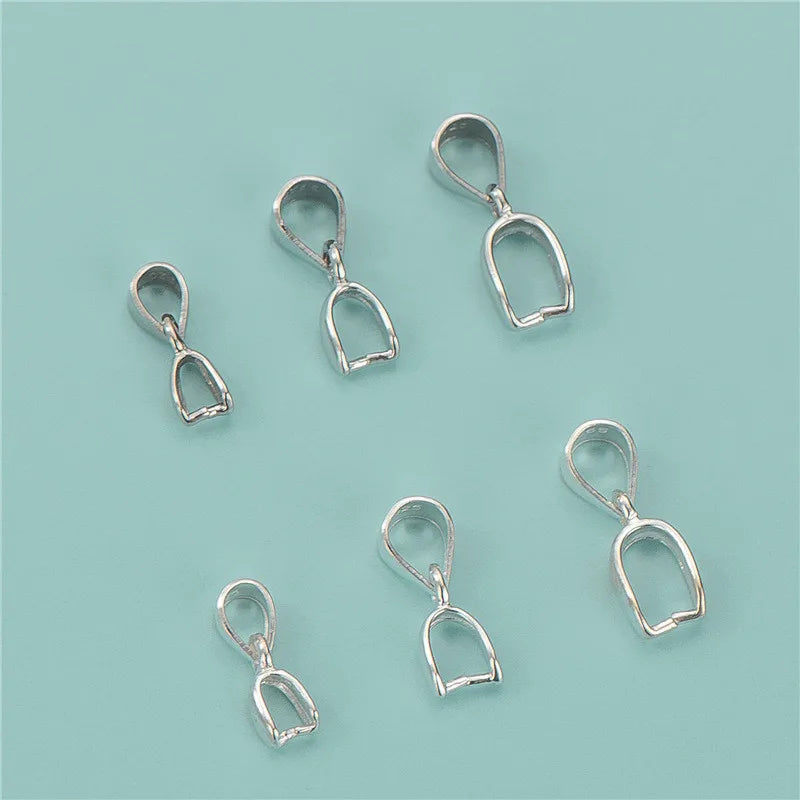 925 Sterling Silver Melon Seeds Buckle Clips Bale Pinch Clasp Connector for Diy Pendant