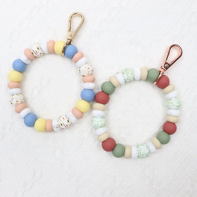 Hot Sale Bangle Bracelet Silicone Beads Bracelet Wristlet Keychain