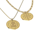 New Fashion Stainless Steel Religious Medal Pendant Necklace St. Benedict Gold Round Pendant Jewelry Gift for Men and Women