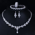 4pcs Delicate Leaf Shaped Cubic Zircon Dubai Fine Jewelry Sets Drop Earrings Necklace Bracelet Ring Women Luxury Bridal Wedding