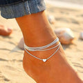 New Fashion Style Beach love Multi-layer Anklet Bohemia Heart-shaped Peach Heart Double-layer Anklet Female Bracelet