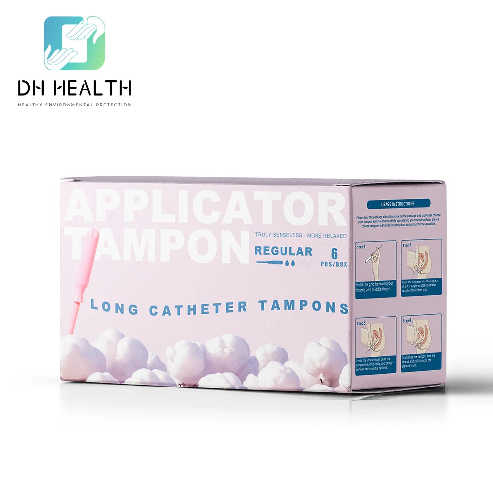 DH HEALTH Disposable Tampon Organic Cotton with Cardboard Applicator Direct From Chinese Factory
