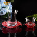 SAINT-VIEW Rose Series Crystal Etched Fancy Luxury Reusable Glassware Coffee Fruit Juice Tea Cup Customized Logo for Restaurant