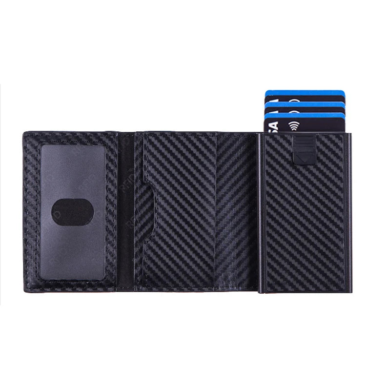 Trendy Vintage Luxury Anti RFID Blocking Aluminum Pu Leather Men Slim 4-Inch Multi-Function Travel-Friendly Credit Card Holder