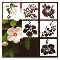 6pcs Large 12 X 12 Inch Hibiscus Stencils Tropical Flower Drawing Templates Nature Floral Painting Stencils