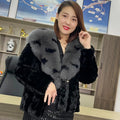 2023 New Fashion Natural Real Mink Coat Big Fox Fur Collar Winter Jacket Women Thick Warm Luxury Brand Outerwear Streetwear