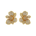 Cunyan 2025 Light Luxury Micro Paved CZ Zirconia Flower Earrings Gold Plated Earrings Women