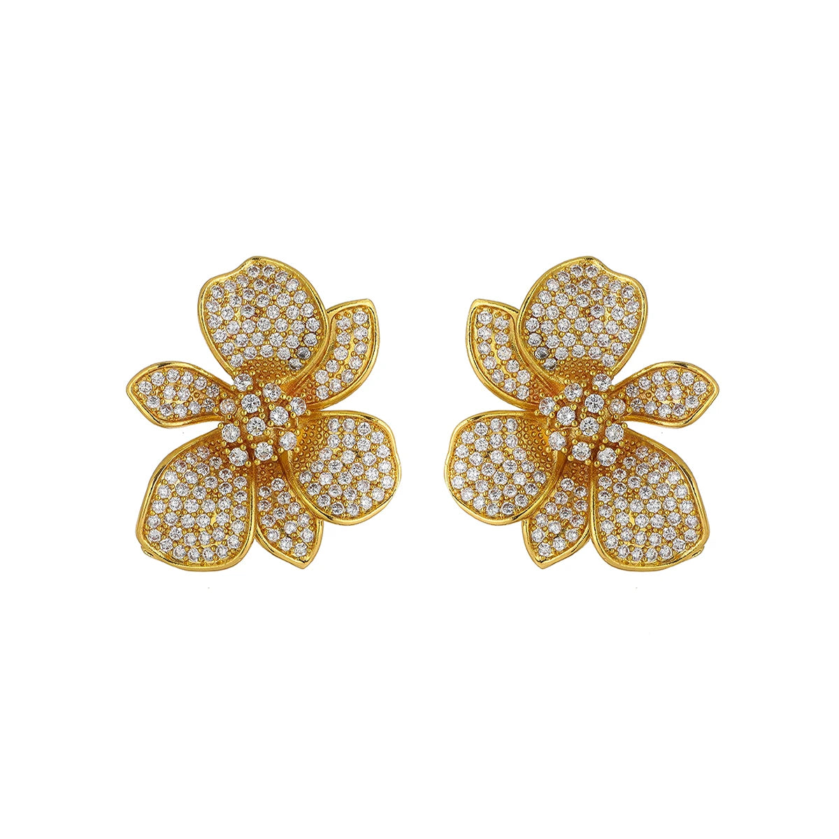 Cunyan 2025 Light Luxury Micro Paved CZ Zirconia Flower Earrings Gold Plated Earrings Women