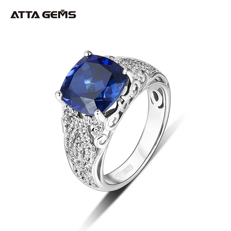 4.3 Carats Blue Sapphire Ring for Man 100% 925 Sterling Silver Blue Sapphire Rings Fine Jewelry Party Gifts Engagement Wedding