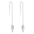 Wing Pendant Threader Earring Long Box Chain Thread Through Earrings Wholesale Simple New 925 Sterling Silver Eardrop Woman Gift