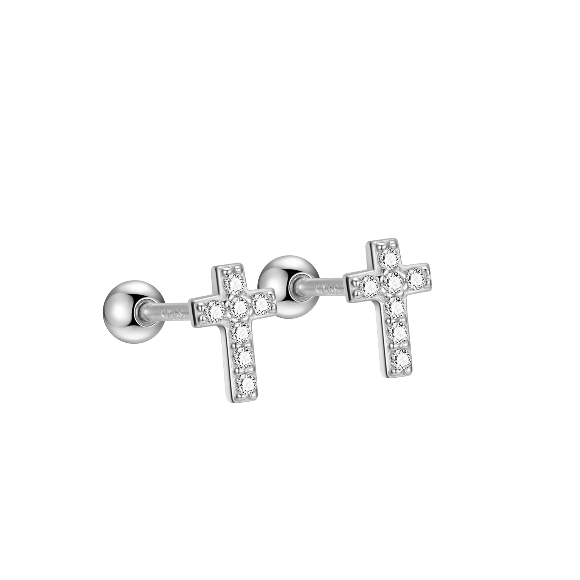 Trendy Designer Stud 925 Sterling Silver Small CZ Cross Screw Back Earrings Set for Women Men Fine Jewelry Wholesale