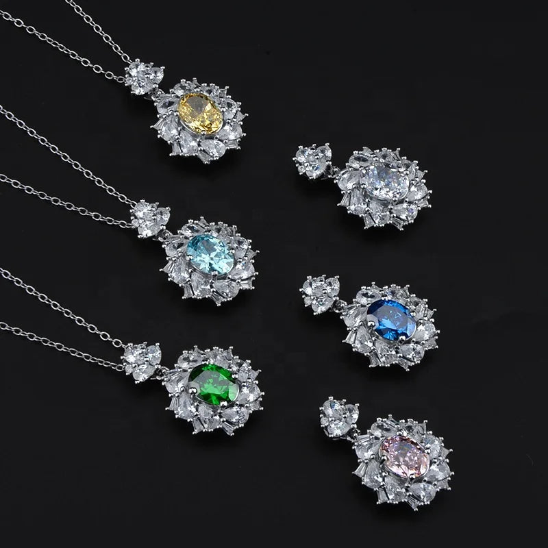 Hot Sale Yellow Crystal Pendant Necklace Girls Full Diamond Zircon Necklaces Jewelry for Wholesale