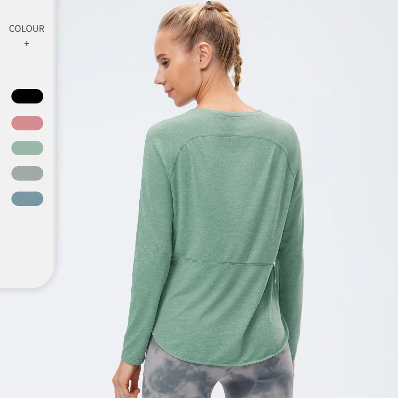 A118 Long Sleeve Sports Top Women Fitness t Shirt Quick Dry Yoga Top Running Jogging Workout Tops Female Gym Sport Shirts