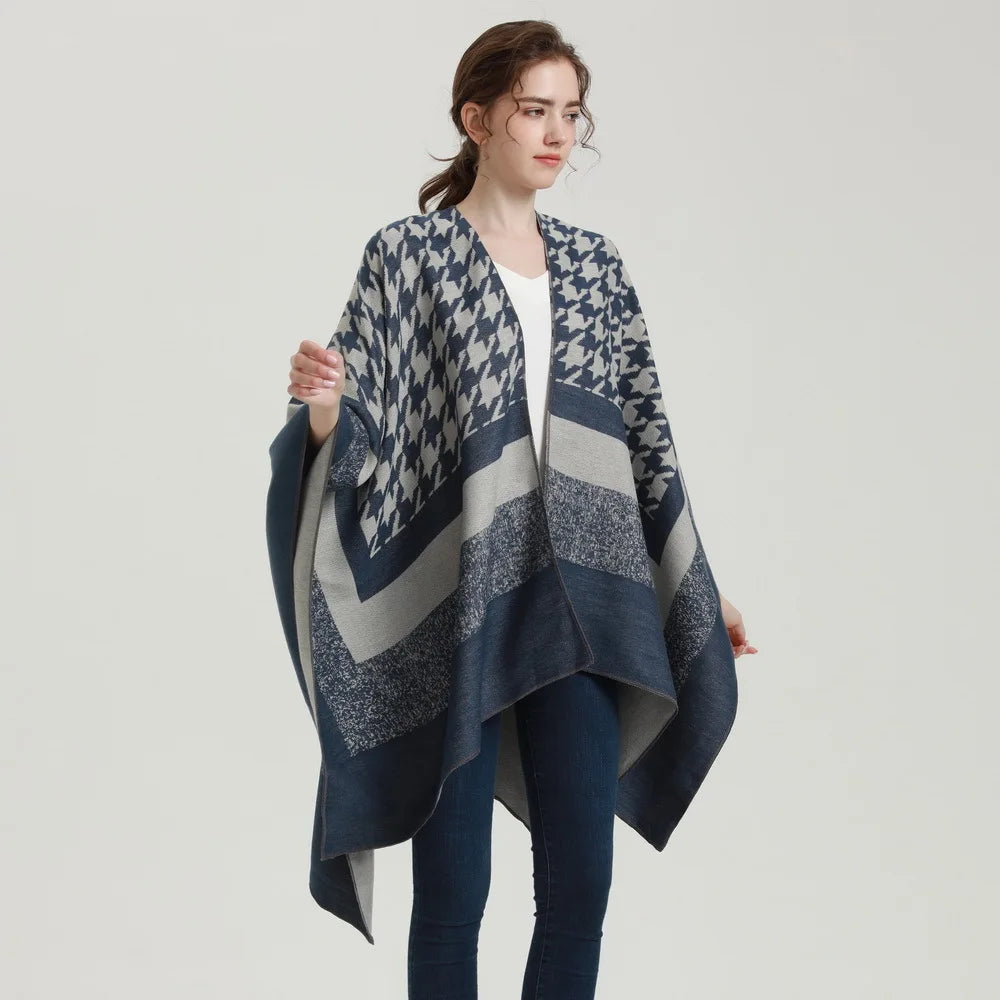 Women's Shawl Wraps Open Front Poncho Cape Oversized Sweaters Casual Cardigan Shawls for Fall Winter