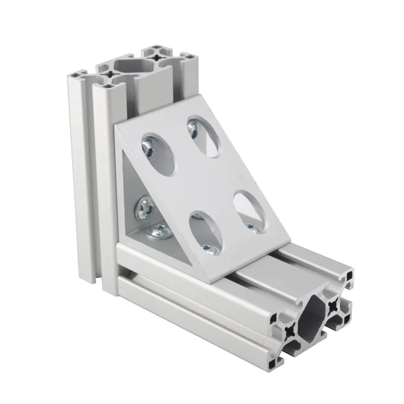 China Manufacturer 6395  15 Series 8 Hole Triangle Cnc Aluminum Corner Bracket for T- Slot Aluminum Profiles 10/15 Inches