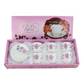 Set of 6 Custom Ceramic Tea Cups and Saucers with Color Box for Turkish Tea and Coffee for Giveaways