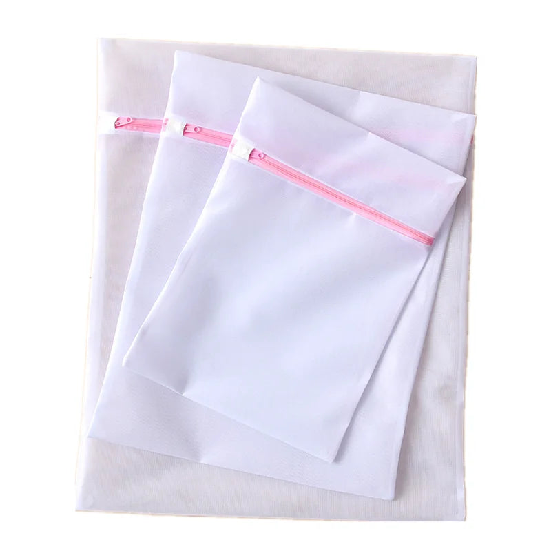 Wholesale Foldable Small Fine Polyester Mesh Cotton Washing Laundry Bag with Zipper for Machine Use