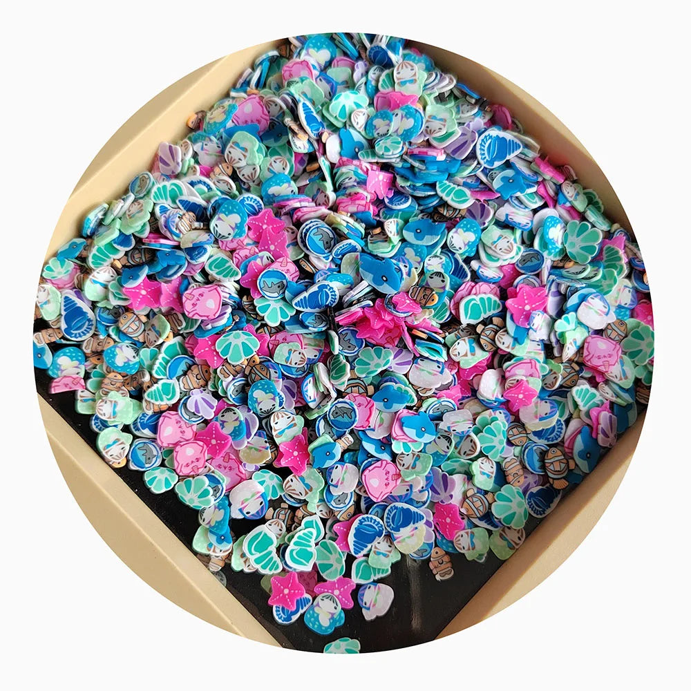 Star Fish Shell Polymer Clay Slices Mixed Rhinestone Pearls Sequins for Slime Filling Nail Art Decoration DIY Accessories