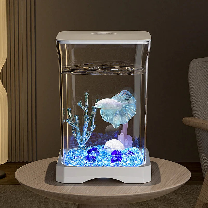 Hot Sale Desktop Fish Tank Creative Landscape Design Fish Tank Aquarium  Lights Eco-Friendly Plastic Tank for Goldfish Farming