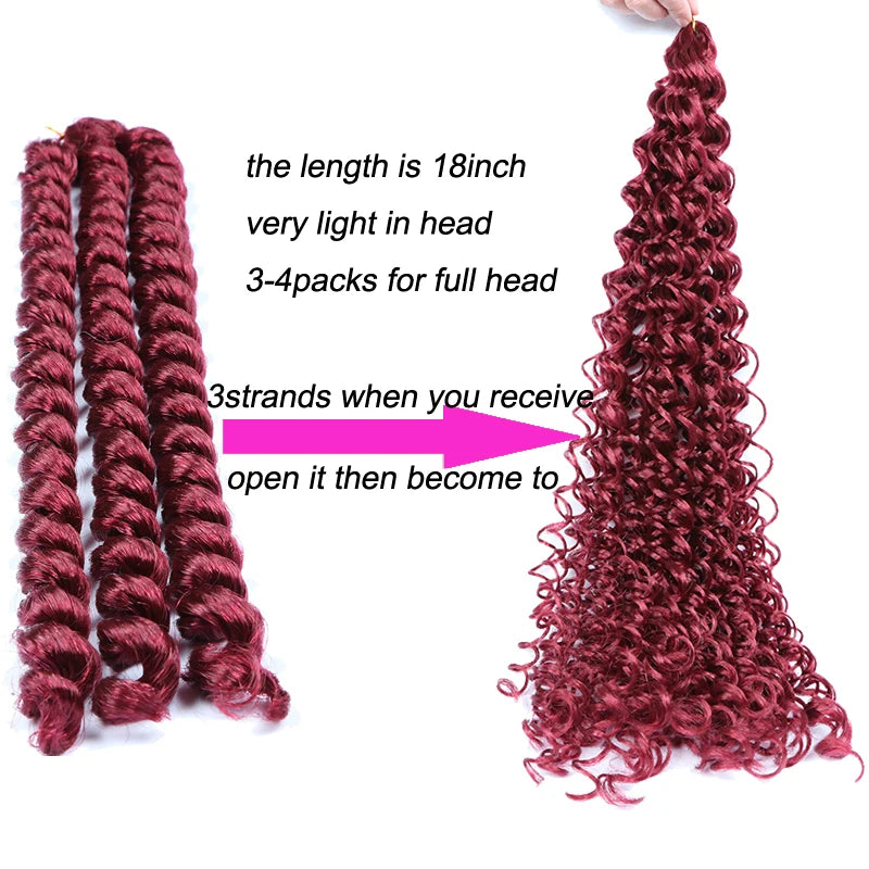 For Freetress Water Wave Crochet Braids Hair Extension Magic Curl 18-inch Synthetic Kinky Deep Curly Braids