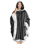 Wholesale  Flannel  Fleece Wearable Sweatshirt Women Oversized Hooded Hoodie Poncho Blanket for Winter in Stock