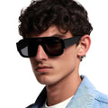 Logo Custom 2025 Vintage Wide Legs Colorful Sun Glasses UV400 Double Bridges Square Sunglasses for Women Men