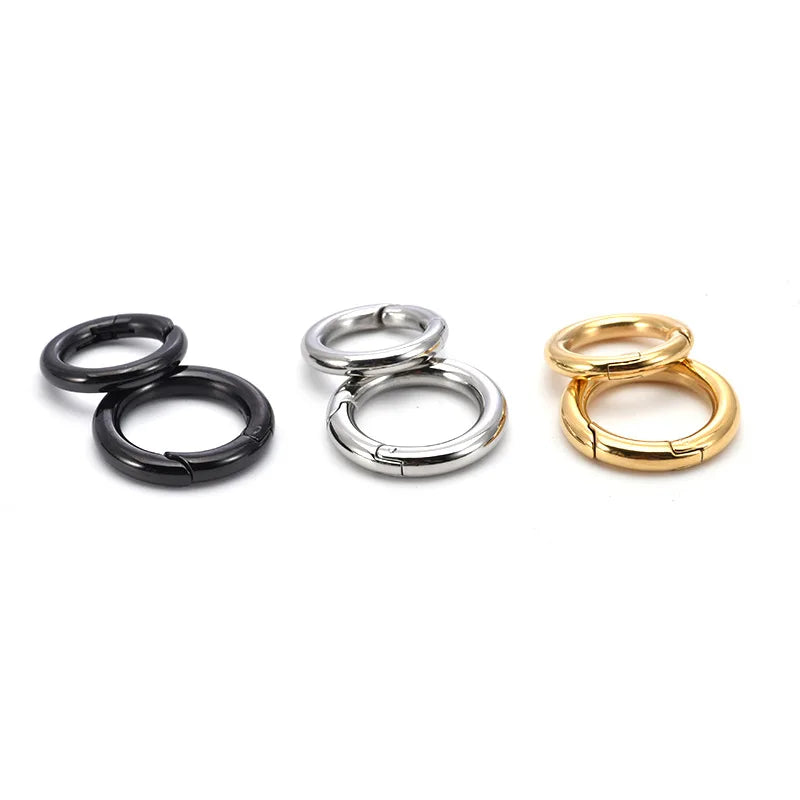 Pure Stainless Steel Bag Keychain Jewelry Accessories Half Open Jump With Locking Ring for Jewelry Making Rings Connectors