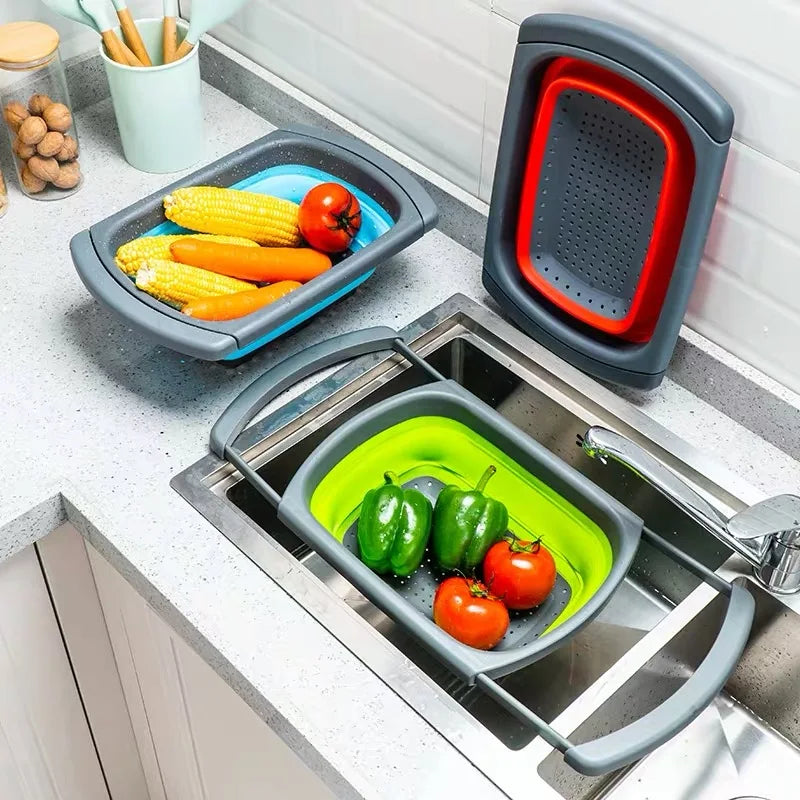 Wholesale Premium Quality Food Grade Rectangle Folding Wash Vegetable Filter Basket Set