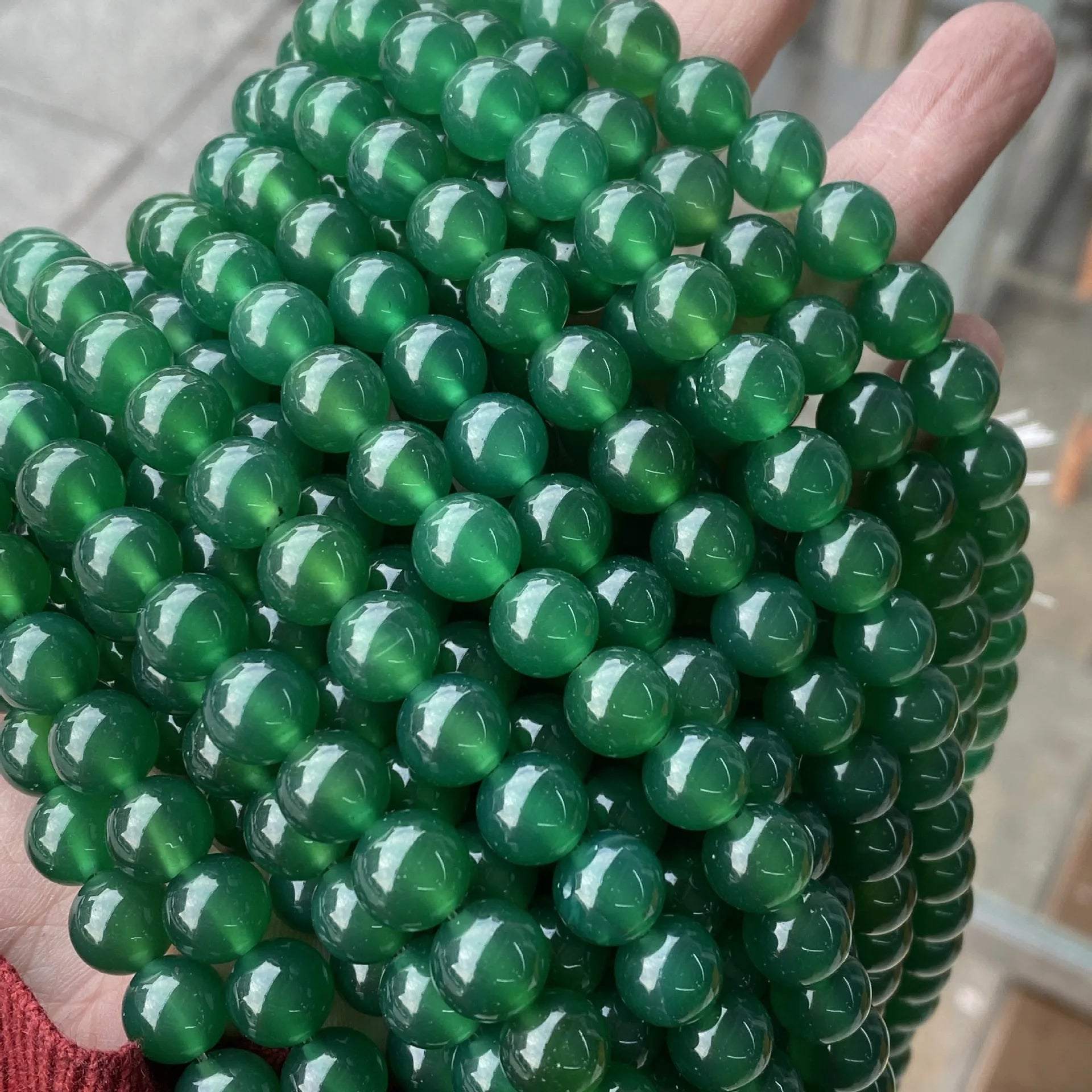 6mm 8mm Natural Stone Beads Polished Round Genuine Beading Gemstone Hole Di Loose Stone Beads Green Agate for Jewelry Making