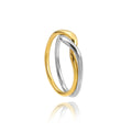 Stainless Steel 18k Gold Plated Two Tone Ring Personalized Simple Double Loop Interwoven Couple Pair Ring YF6252