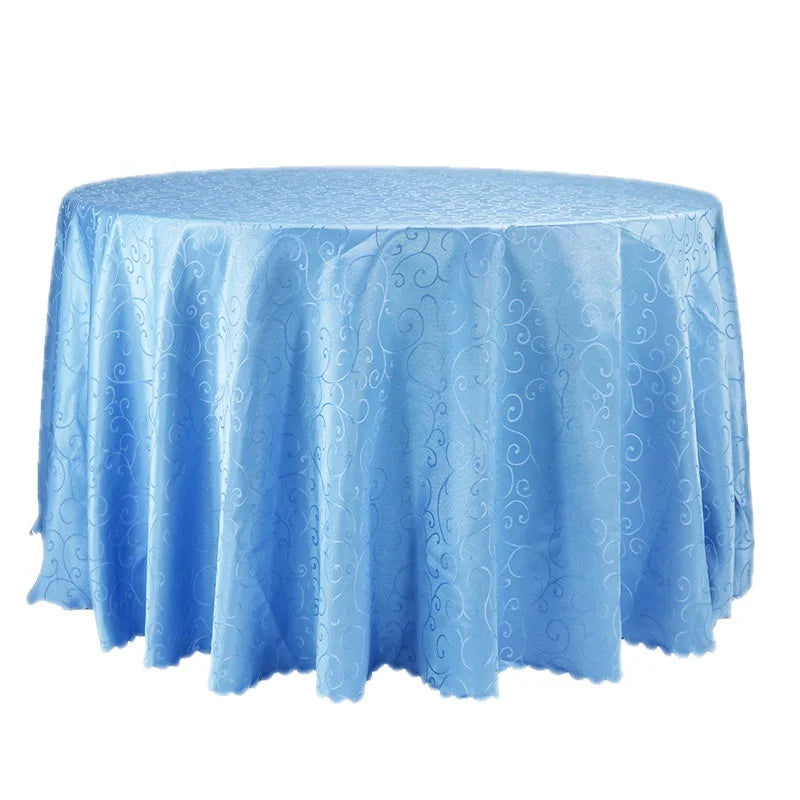Solid Color Simple Single Hook Jacquard Round Tablecloth for Wedding Celebration Ceremony Banquet Polyester Tablecloth