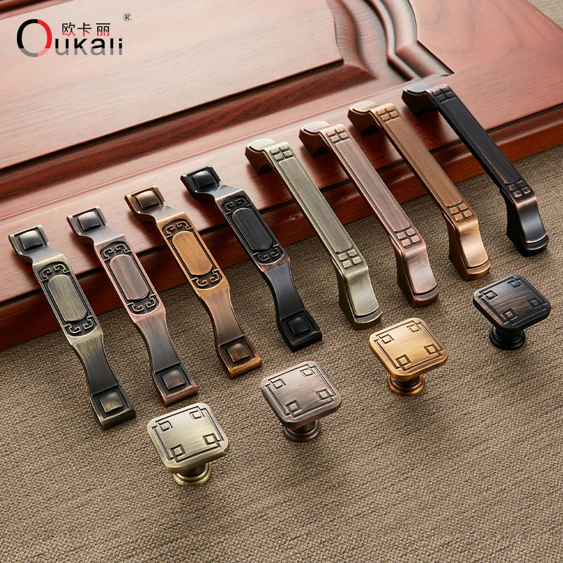 Chinese Retro Style Zinc Alloy Cabinet Door Knob Button New Handshandle Retro Drawer Handle for Kitchen & Bedroom Dresser