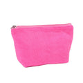 Women Pink Soft Terrycloth Cosmetic Bag Washable Toweling Toiletry Bag Terry Cloth Makeup Zipper Pouch with Custom Logo