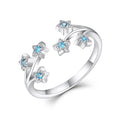 925 Sterling Silver Blue Starry Sky Adjustable Ring Cubic Zirconia a Symbol of Hope and Dreams Celestial Stacking Rings